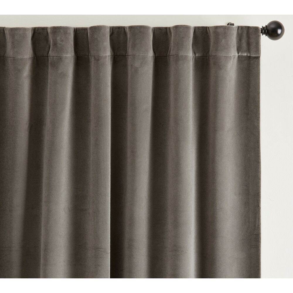 Pottery Barn Velvet Twill Curtain Window Panel Blackout Lining Flagstone Gray